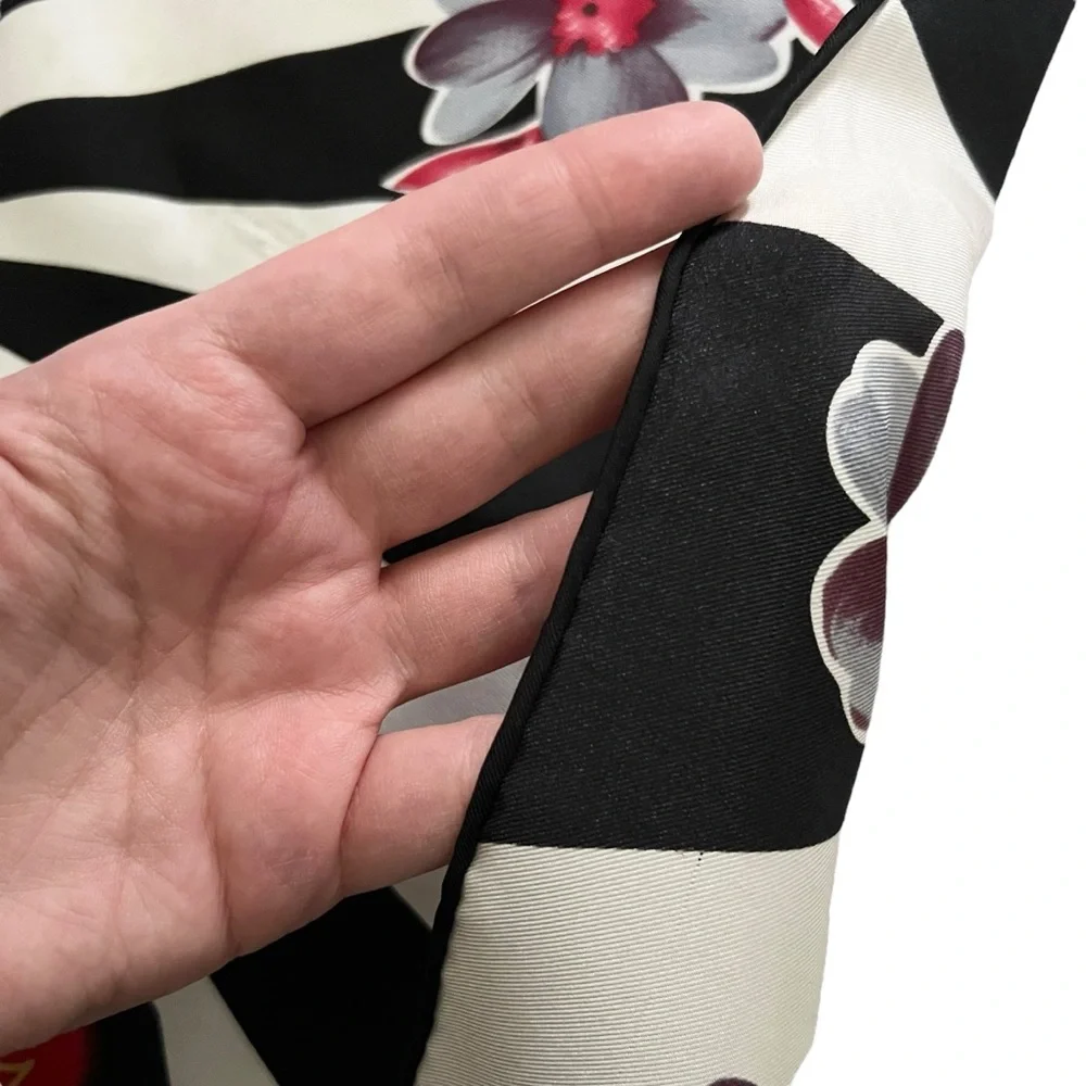 AUTH VTG Christian Dior Dolls Logo Floral Print Silk Large Square Scarf Top